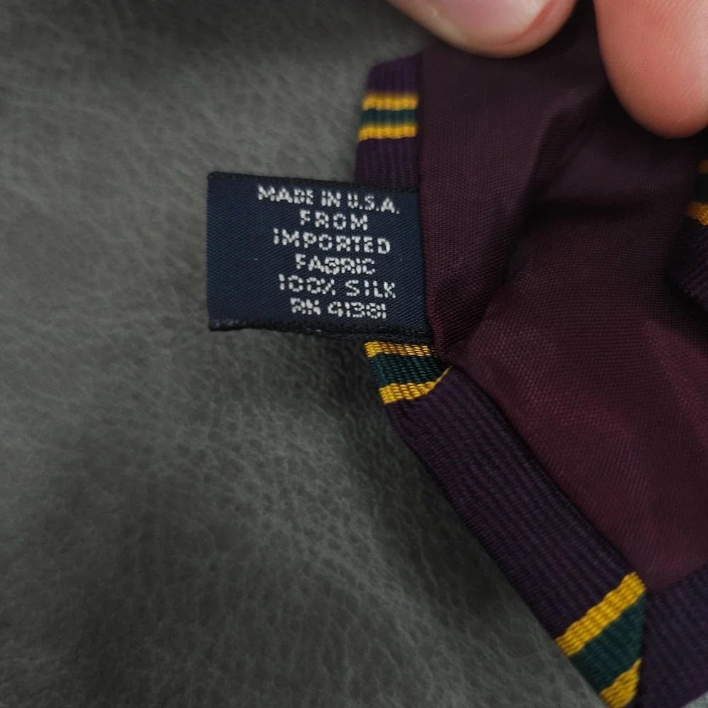 Polo Ralph Lauren Tie Mens Silk Purple Green Gold Regimental Stripe USA Necktie